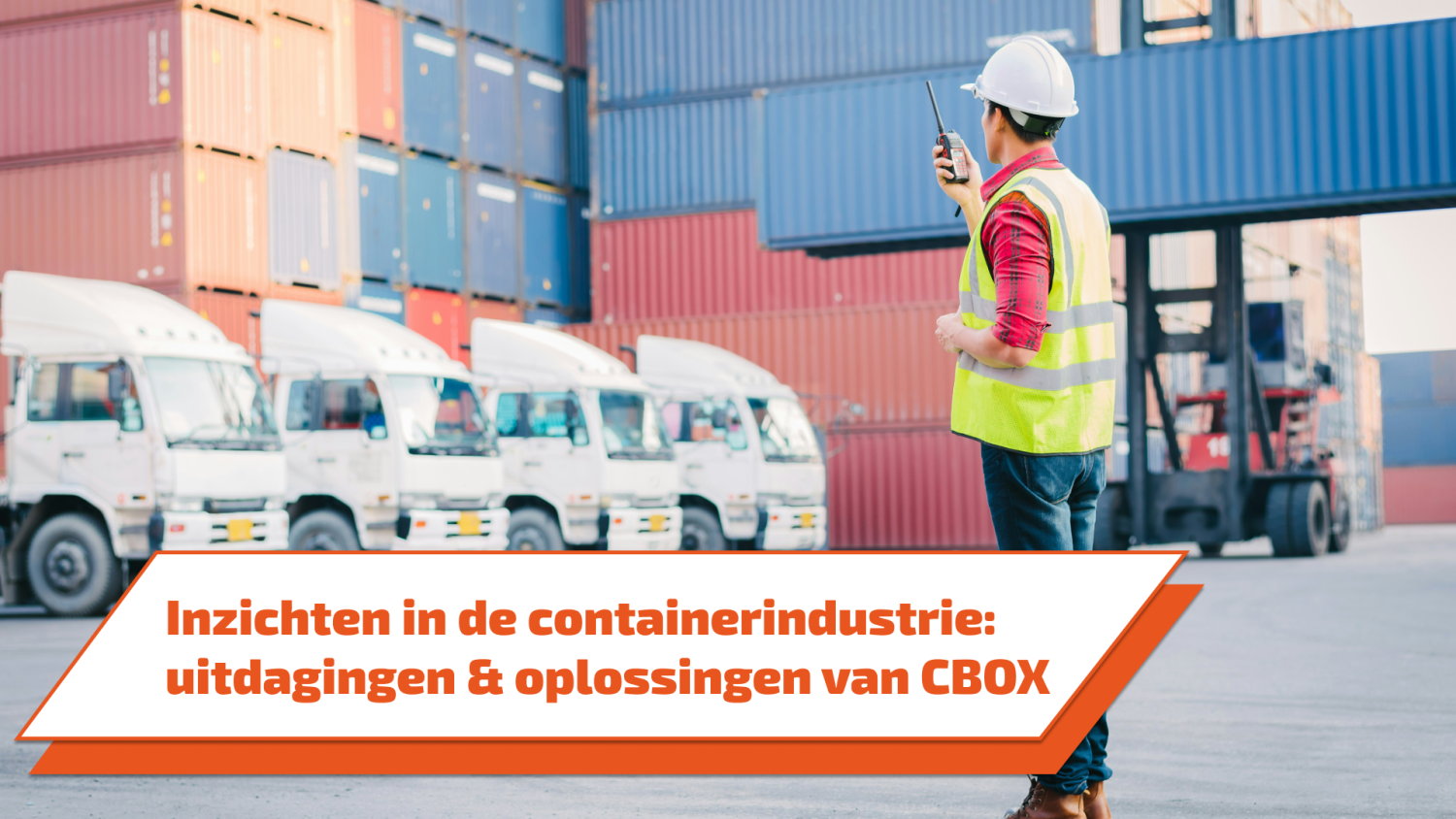 Containerterminal met kranen die gestapelde containers lossen van een groot vrachtschip in een drukke haven